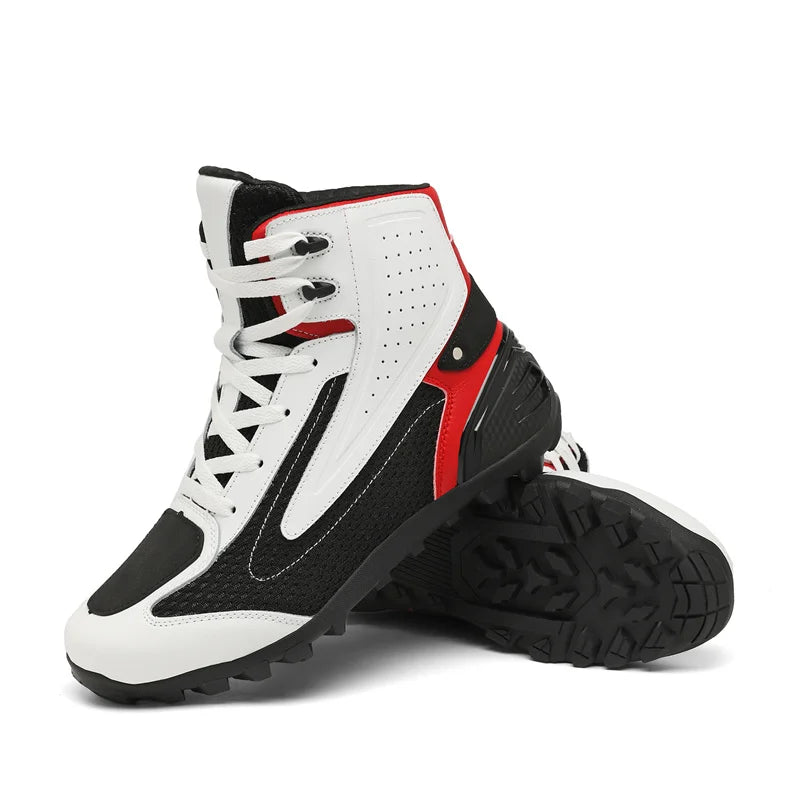 Motorcycle Boots Men Moto Riding Boots Four Seasons Breathable Motorcycle Shoes Motorbike Chopper Cruiser Touring Ankle Shoes