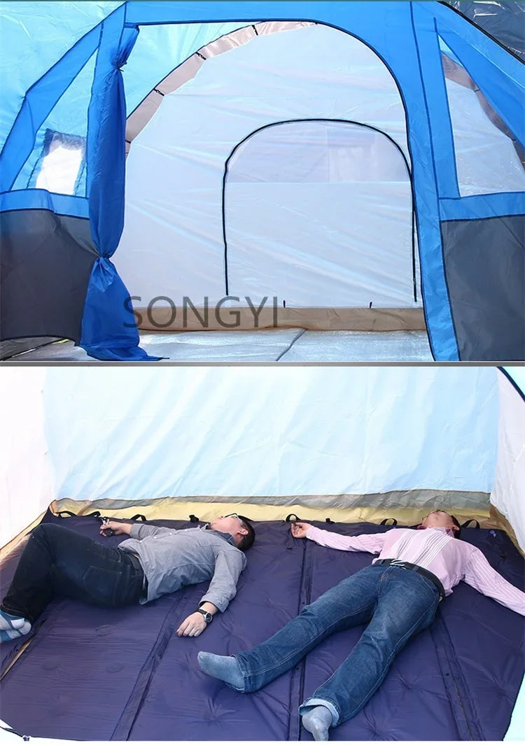 New Exercise BBQ Camping Large Tunnel Tent One Room Two Living Rooms Rainproof Ten People Outdoor Equipment Camping Supplies