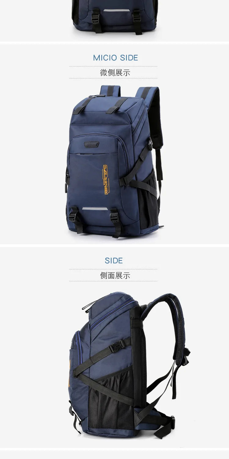 50L Waterproof Hiking Camping Travel Backpack Men Women Outdoor Large Capacity Mountain Climbing Bag Oxford Luggage Rucksack