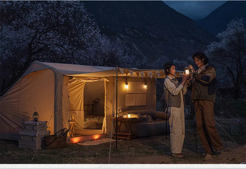 Naturehike Air Cabin Tent Inflatable Wall Camping Tent for 2-4 Person Family Group Travel Camping House Two Rooms Aluminum Alloy