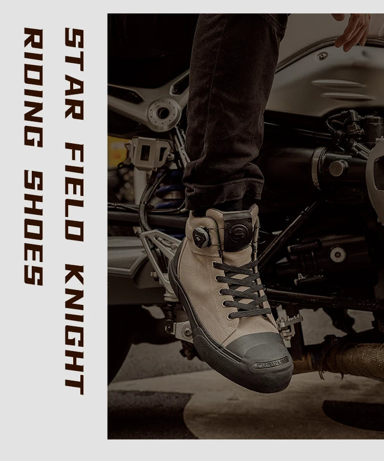Star Field Knight Green Retro Motorcycle Riding Shoes Comfortable Breathable Hard Protection Wear-resistant Motocross Race Boots
