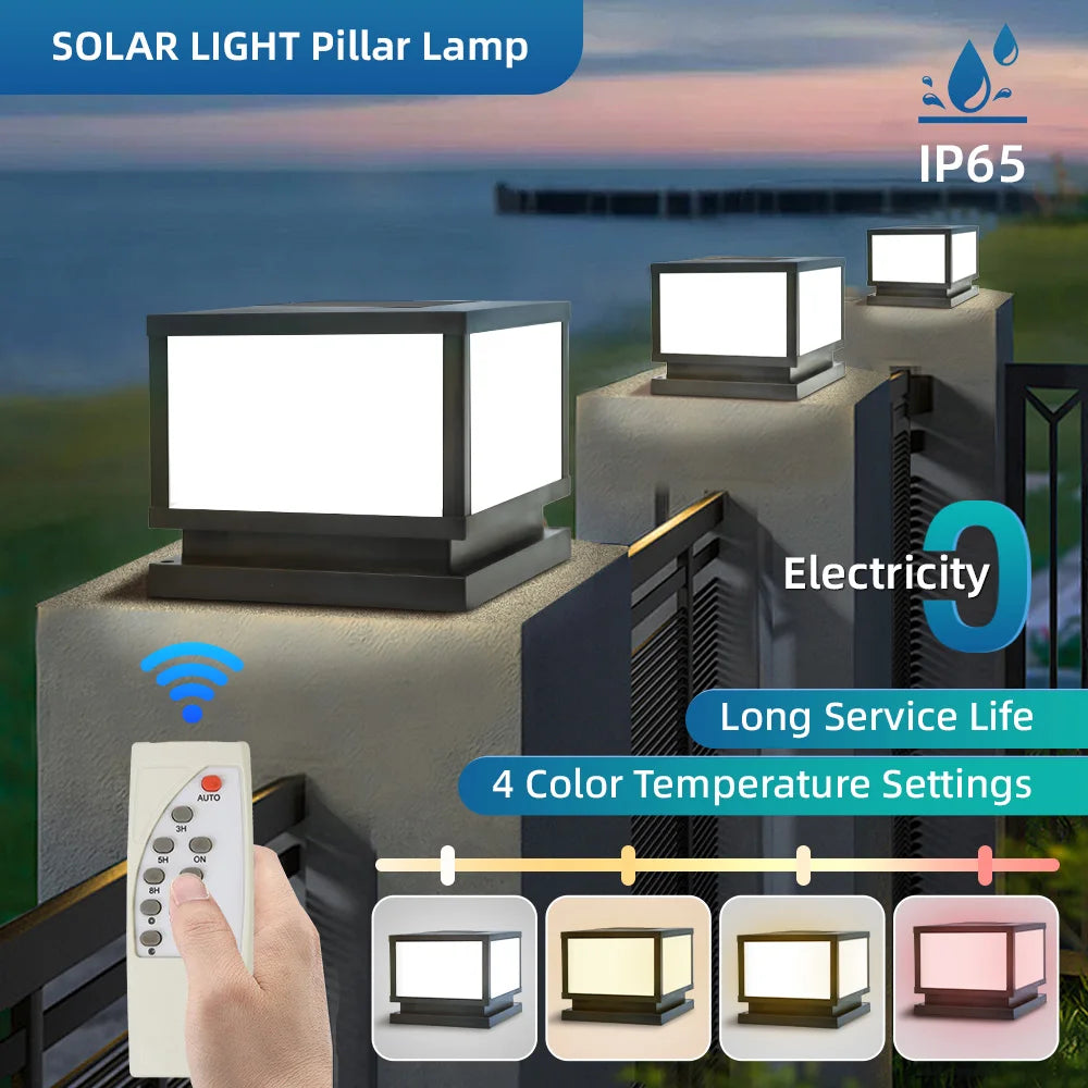 Outdoor Led Solar Garden Lights Dimming Timed Column Light Post Lamp Pillar Light Modern LED for Home Villa Garden Patio Decor