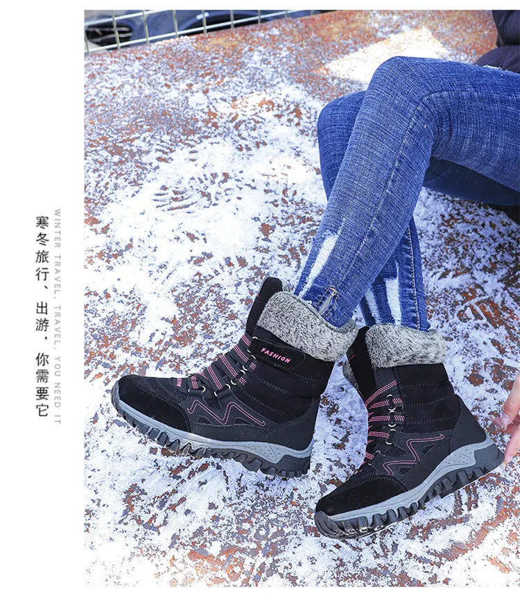 Women's Snow Boots Winter Plush Warm Platform Women's Ankle Boots Wear-resistant Waterproof Non-slip Lady Snow Boots for Womens