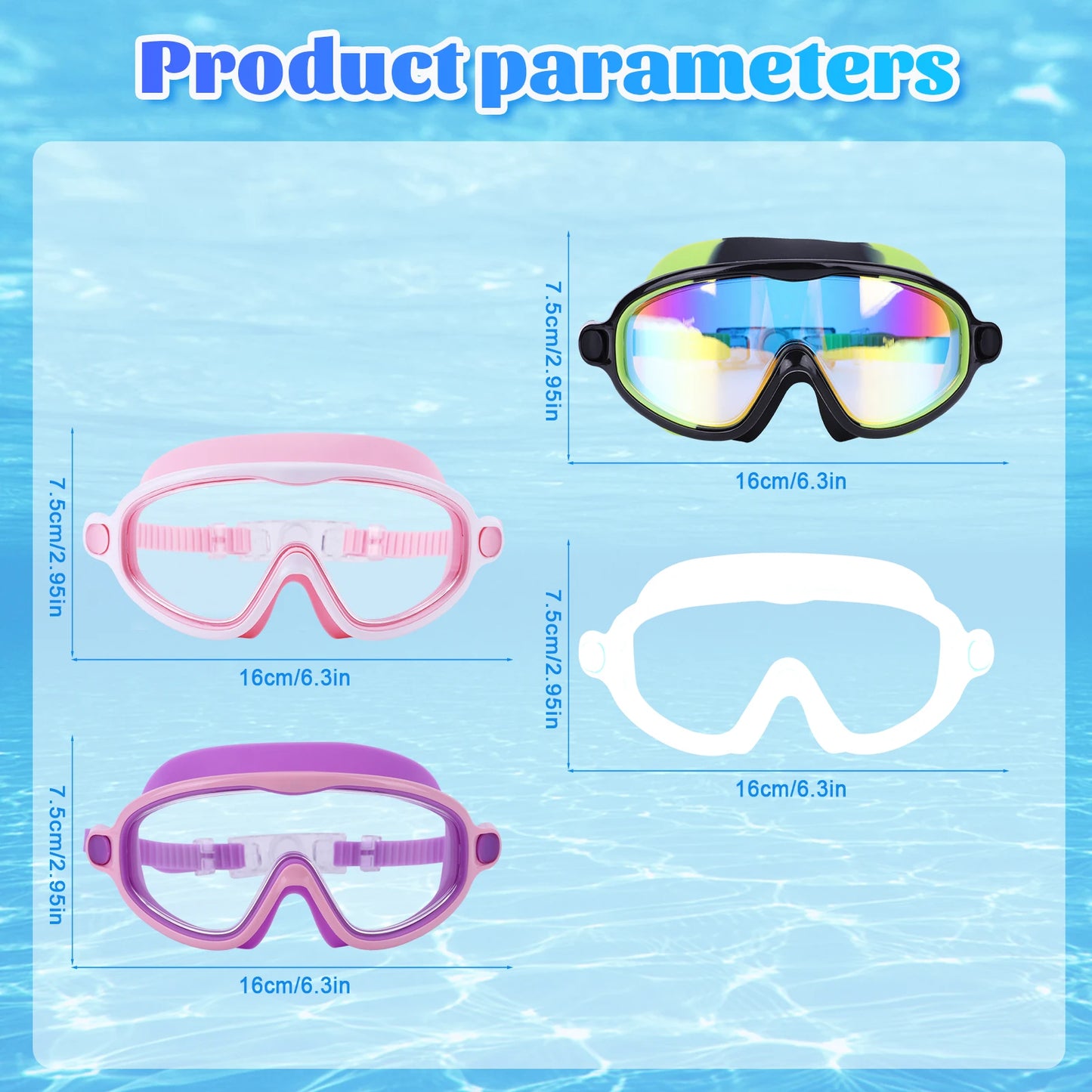 2Pcs Swimming Goggles Anti Fog Transparent Swimming Glasses Leakproof Wide View Swimming Eyewear Professional Swim Equipment