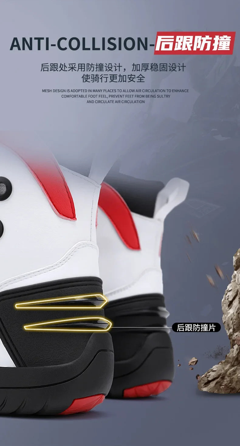 Non-slip  Motorcycle Protective Rubber Soles Boots Casual Motorcycle Boots Men's Leather Boots Motorcycle Riding Shoes