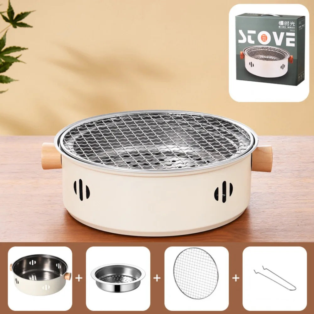 New Stainless Steel Barbecue Grill Multifunction Beige Green Black BBQ Stove Non-stick Barbecue Stove Barbecue Supplies