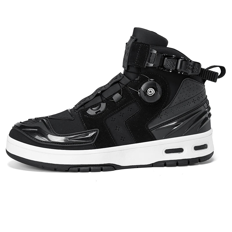 New Men's Motorcycle Boots Ankle Motocross Racing Shoes black Breathable Biker Boots Anti-slip Shoes Leather Motorcyclist Boots