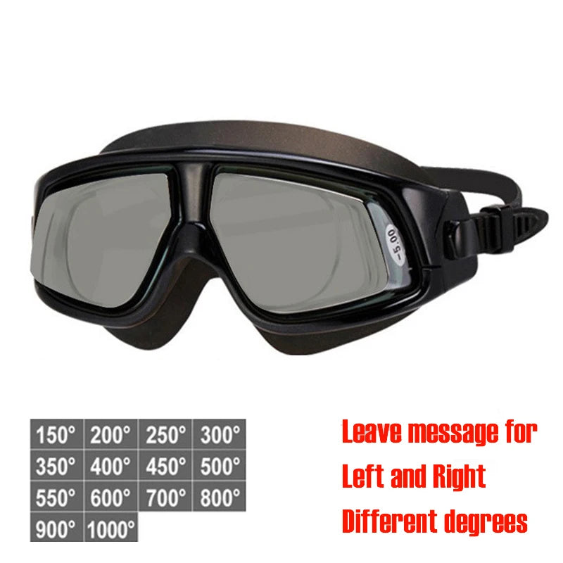 Queshark Men Women Adult -1.5 To -10.0 Myopia Swim Eyewear Silicone  Anti Fog Swimming Goggles Custom Different  Left Right Eyes