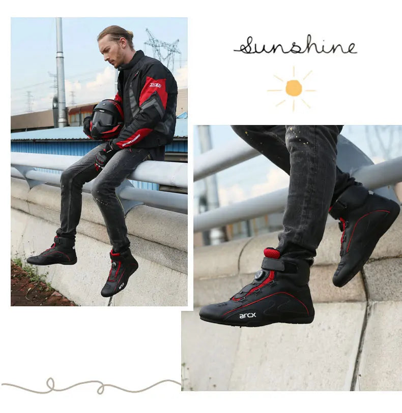 New Arcx Motorcycle Riding Boots Cowhide Casual Motorbike Road Travel Cycling Shoes Men Breathable Botas Four Season For Honda