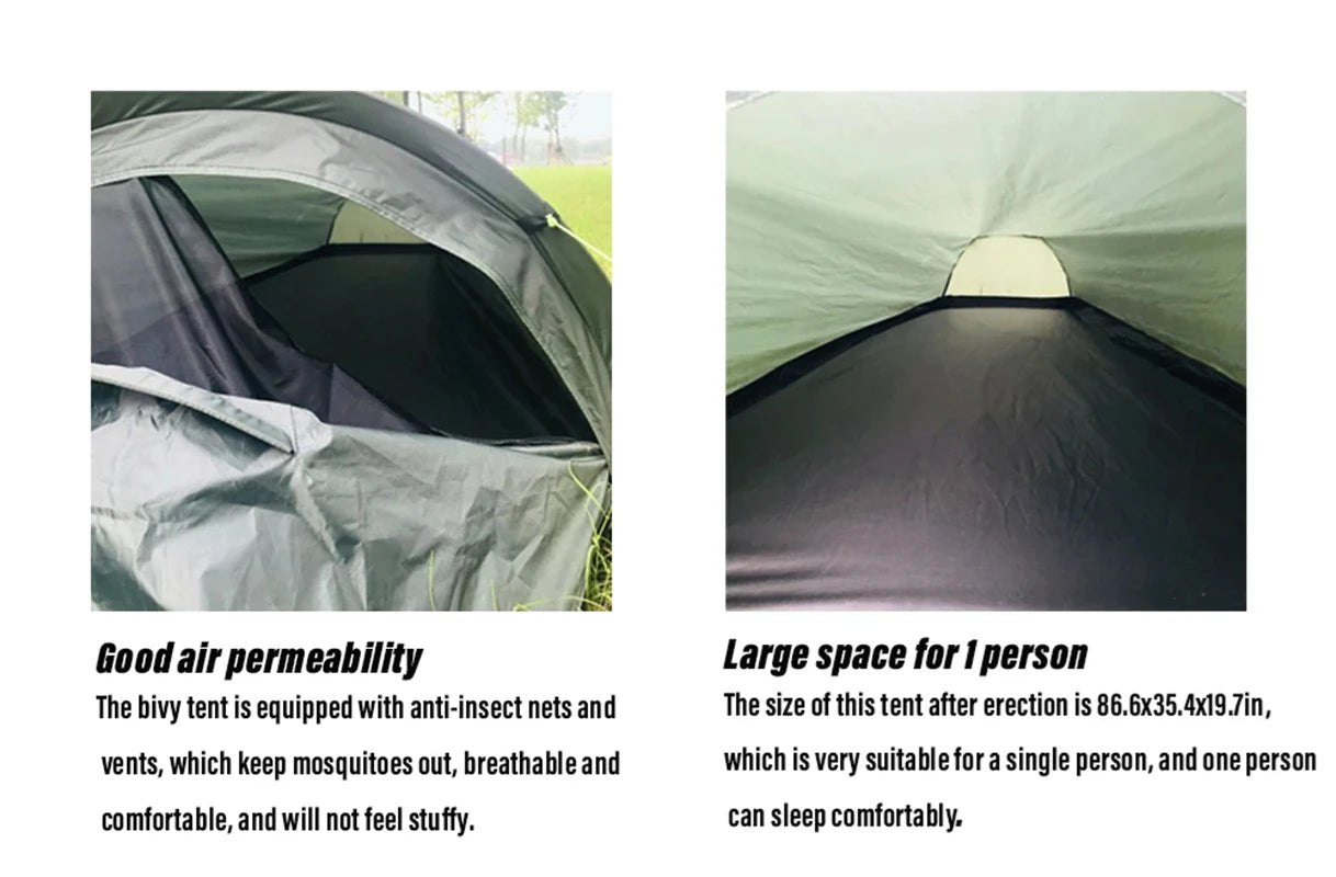 800g Ultralight Tent 1 Person Backpacking Tent for Tourism Cycling Camping Tent Waterproof Sleeping Bag Car Travel Equipment