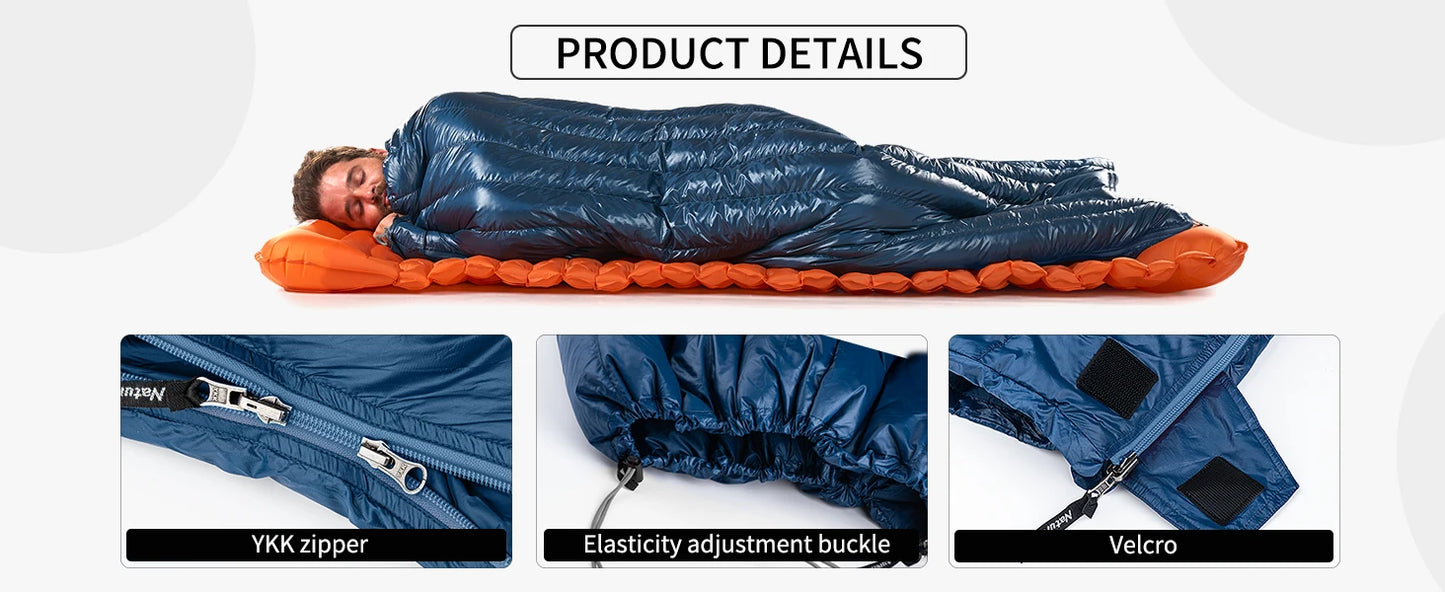 Naturehike Duck Down Sleeping Bag Ultralight Waterproof Four Seasons Envelope Sleeping Bag Camping Fishing Sleeping Bag CW295