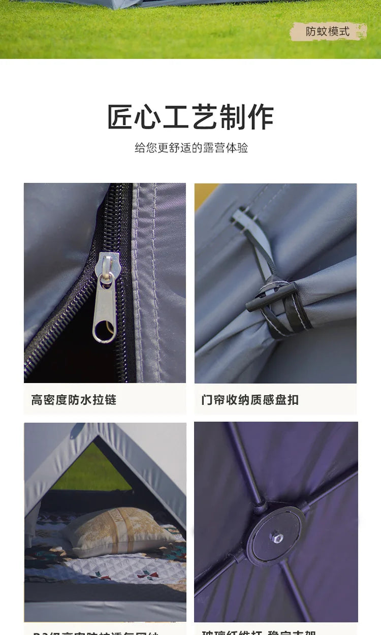 Open Shelter Family Size Triangle Tent Automatic Pop Up Beach Tent Ultralight Portable Outdoor Camping Sun Shelter Instant