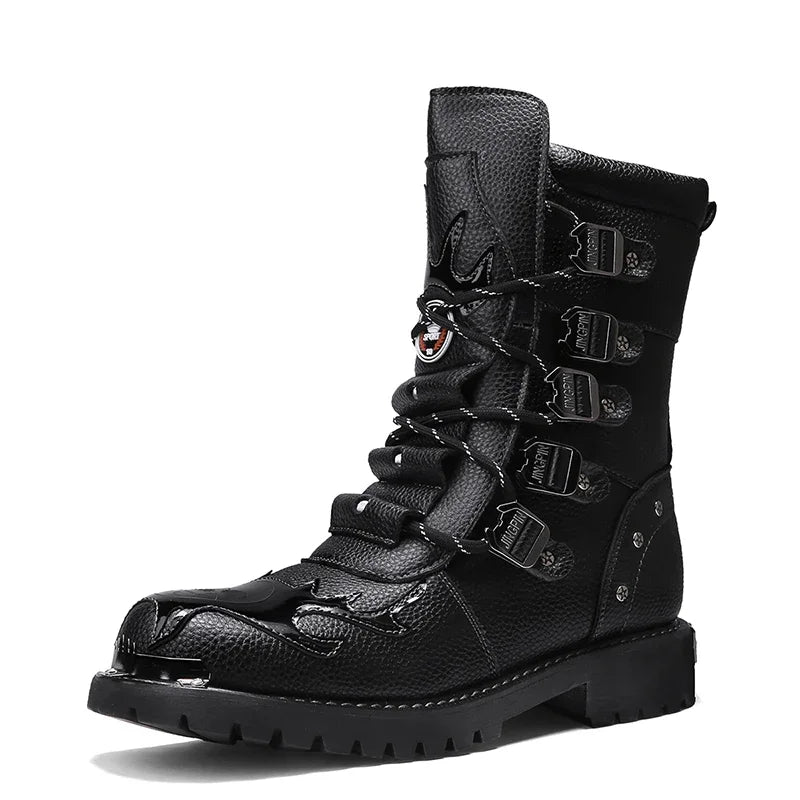 Motorcycle boots four season new men's outdoor fashion plus size high top Cycling shoes comfort anti-collision protective boots