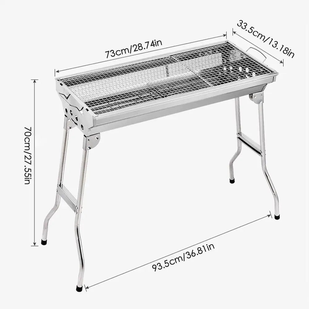 Folding Portable Barbecue Charcoal Grill Stainless Steel Large BBQ Grill Tool For Outdoor Cooking Camping Picnics Beach