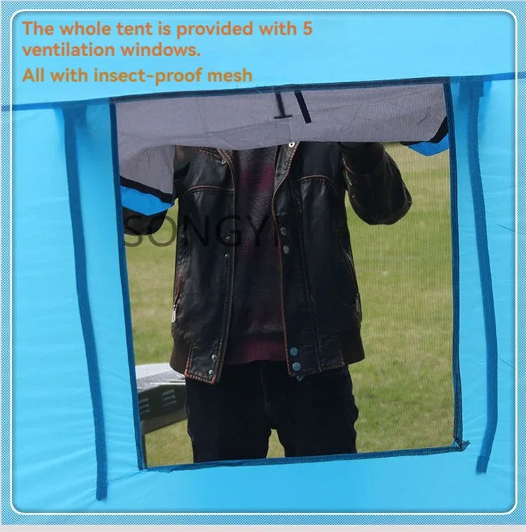 New Exercise BBQ Camping Large Tunnel Tent One Room Two Living Rooms Rainproof Ten People Outdoor Equipment Camping Supplies