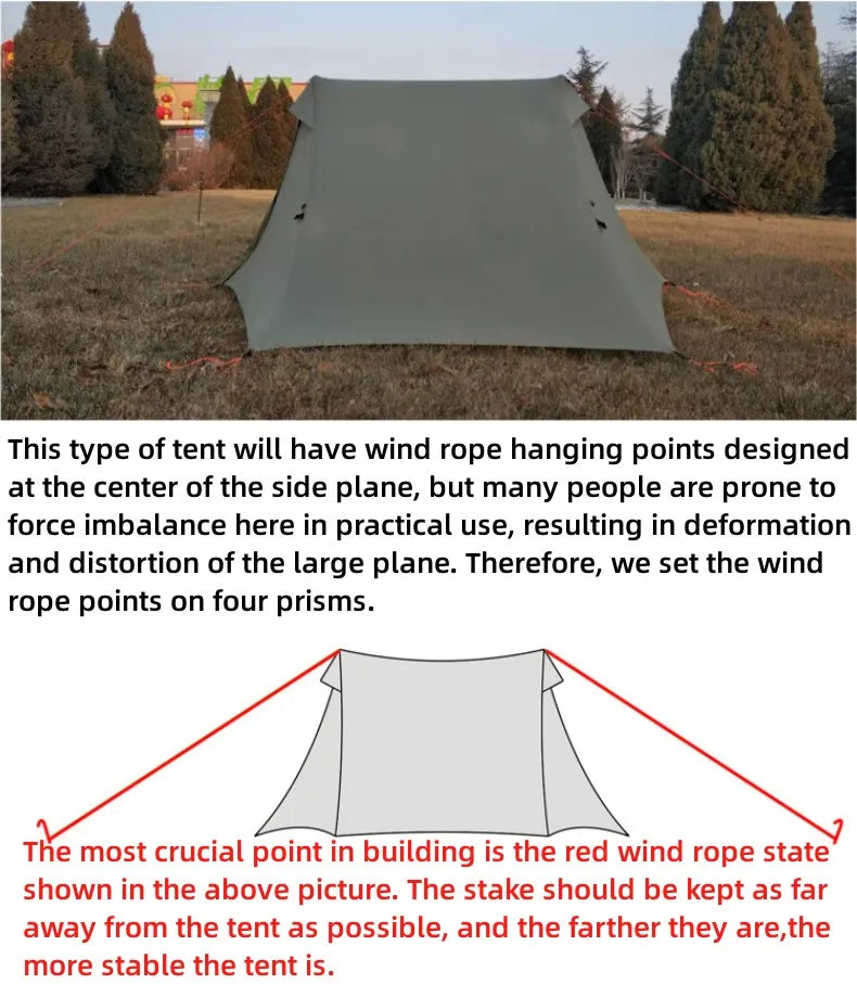 Hikeburger Yuanxing 2P Outdoor Camping Ultralight Tent Tarp Type A Pyramid Double Silicon 20D Nylon Cloth Waterproof Canopy Tent