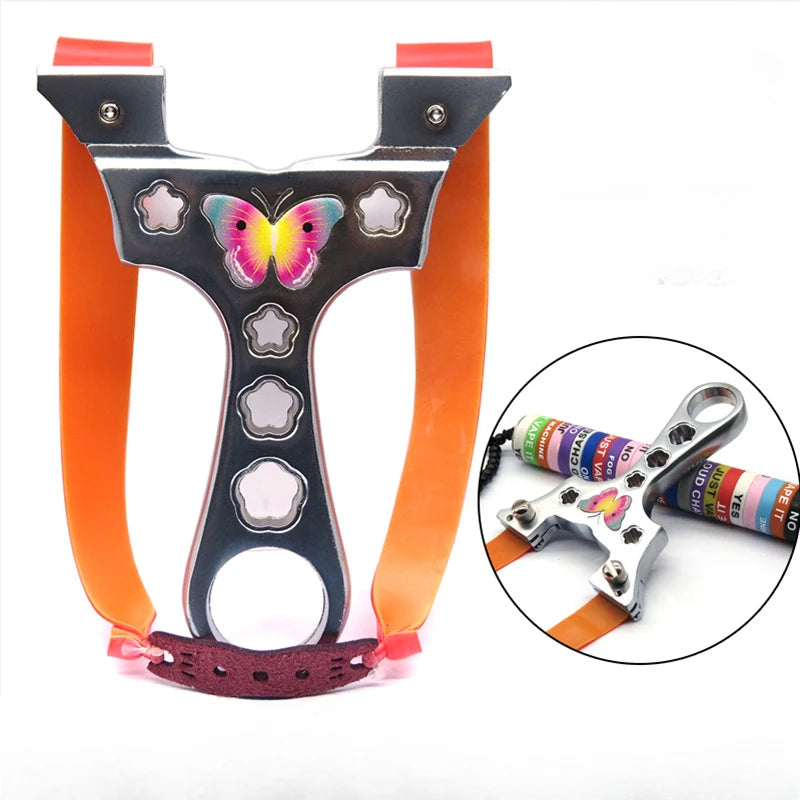 High Quality Alloy Slingshot Outdoor Hunting Accessories Set Colorful Butterfly Design Quick-press Catapult Shooting Sports Tool