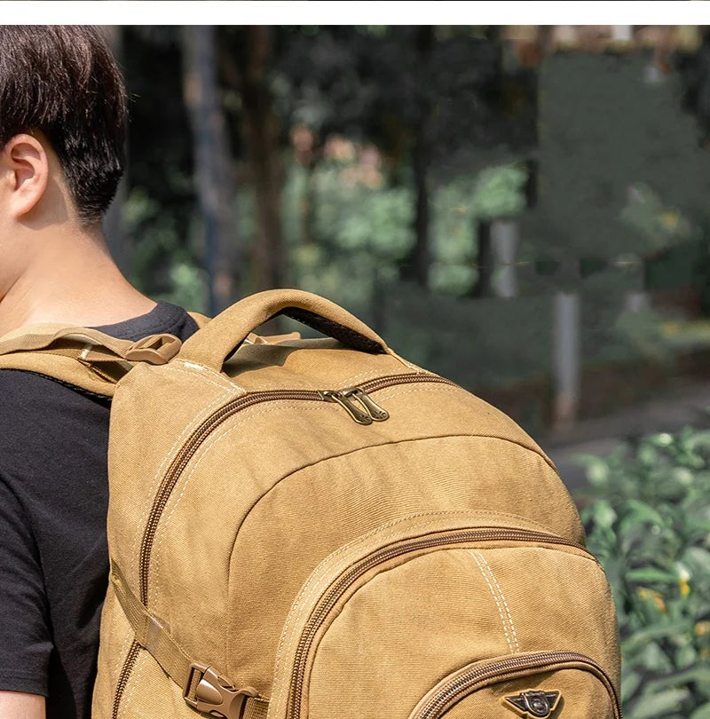 55L 70L Canvas Sports Backpack Men Outdoor Hiking Camping Travel Bag Luggage Rucksack Large Capacity Climbing Tactical Backpack