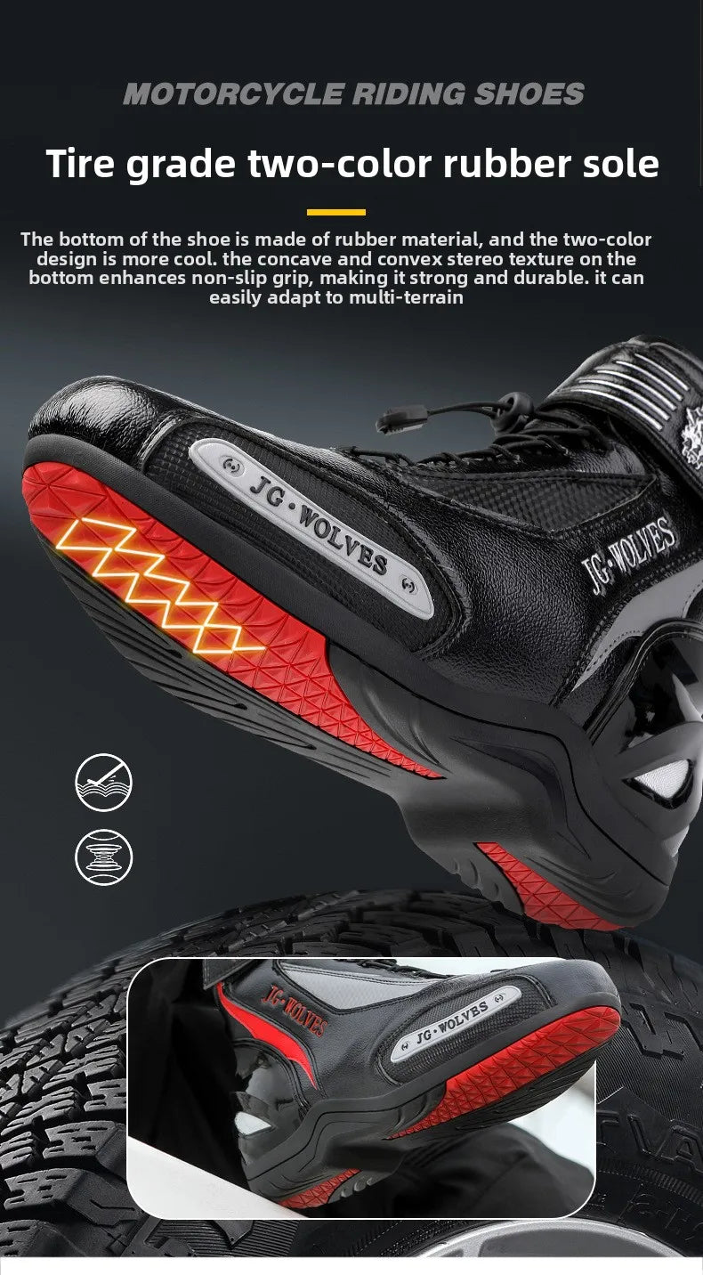 Motorcycle Shoes Men Off-road Adventure Motocross Low Boots  Retro Black Riding Shoes Rubber Sole Waterproof Motorcyclist Shoes