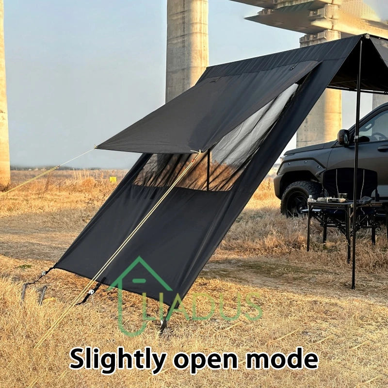 Car Side Tent Blackout With Mesh Windows Mounted Awning Waterproof Shelter UV Protection Camping Canopy Portable For Outdoor