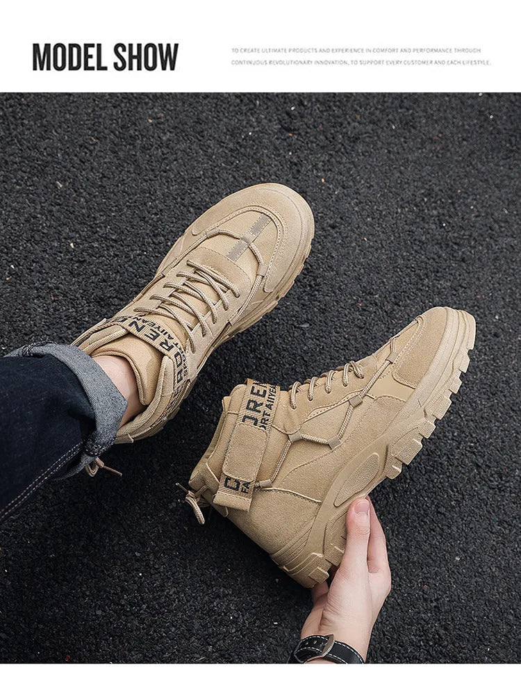 2025 Men Boots Tactical Military Combat Boots Men Ankle Boots  Outdoor Hiking Shoes Light Non-slip Men Desert Botas Working Shoe