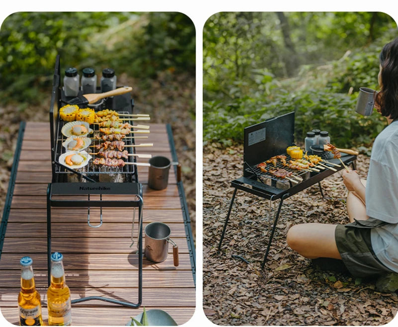 Naturehike Camping Portable Foldable Barbecue Grill Outdoor Mini Camping Grilling Rack 2-speed Adjustable Fire Mini BBQ Table