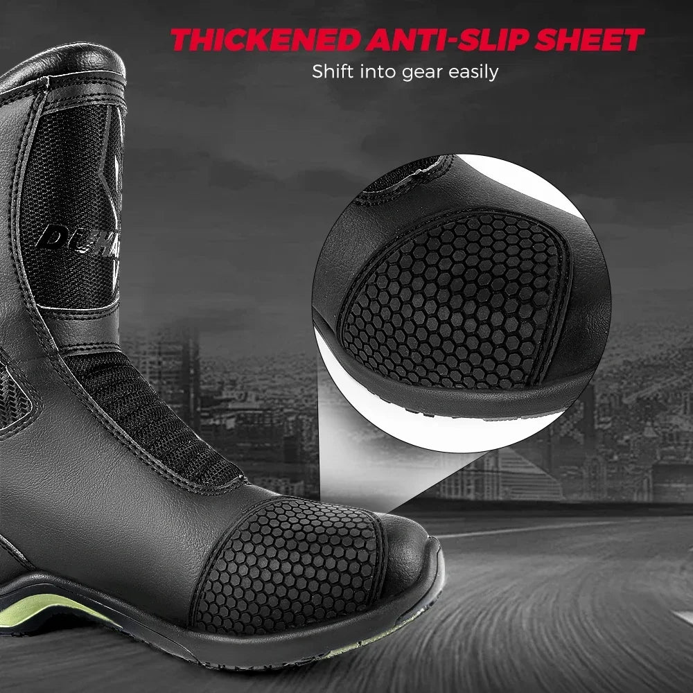 Motorcycle Short Boots Couple Shoes Leather Men Women Riding Racing Protective Breathable Anti-slip Soft Sole Motocross Off-road