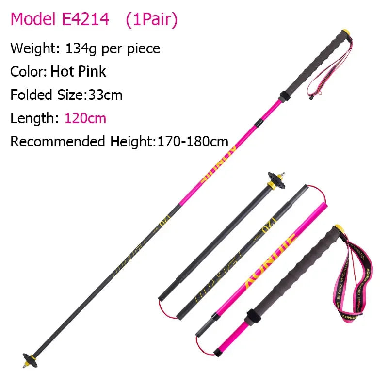 1 Pair AONIJIE E4214 Hiking Carbon Fiber Cross-country Poles Folding Trekking Pole Lightweight Walking Stick for Mountaineering