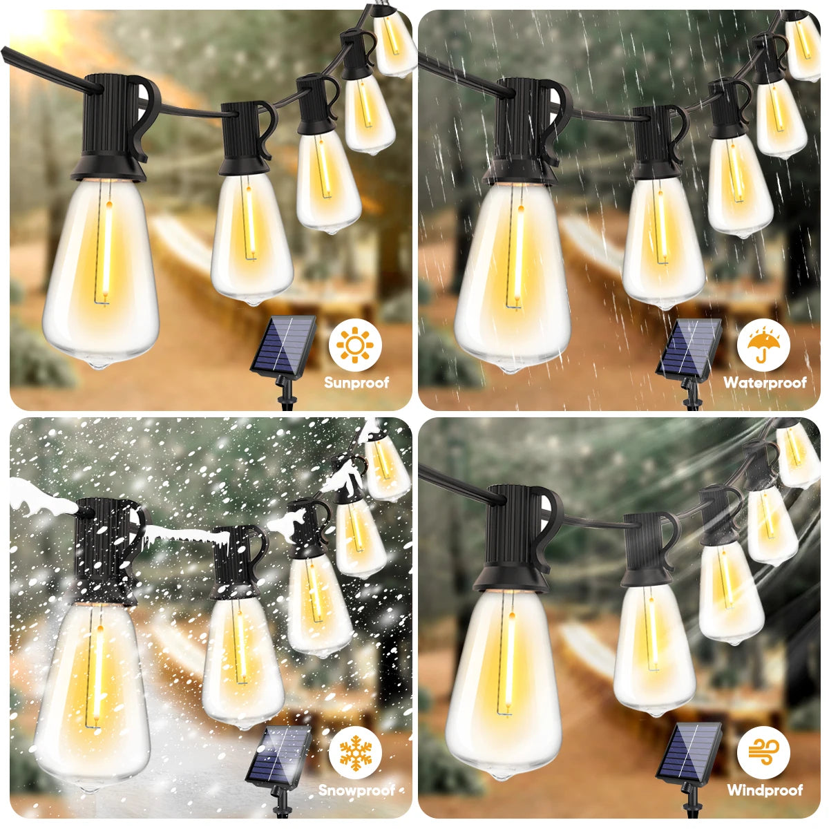 ST38 Solar String Light Outdoor Garland Led Waterproof  Shatterproof Solar String Lights for Outside Camping Yard Party Decor