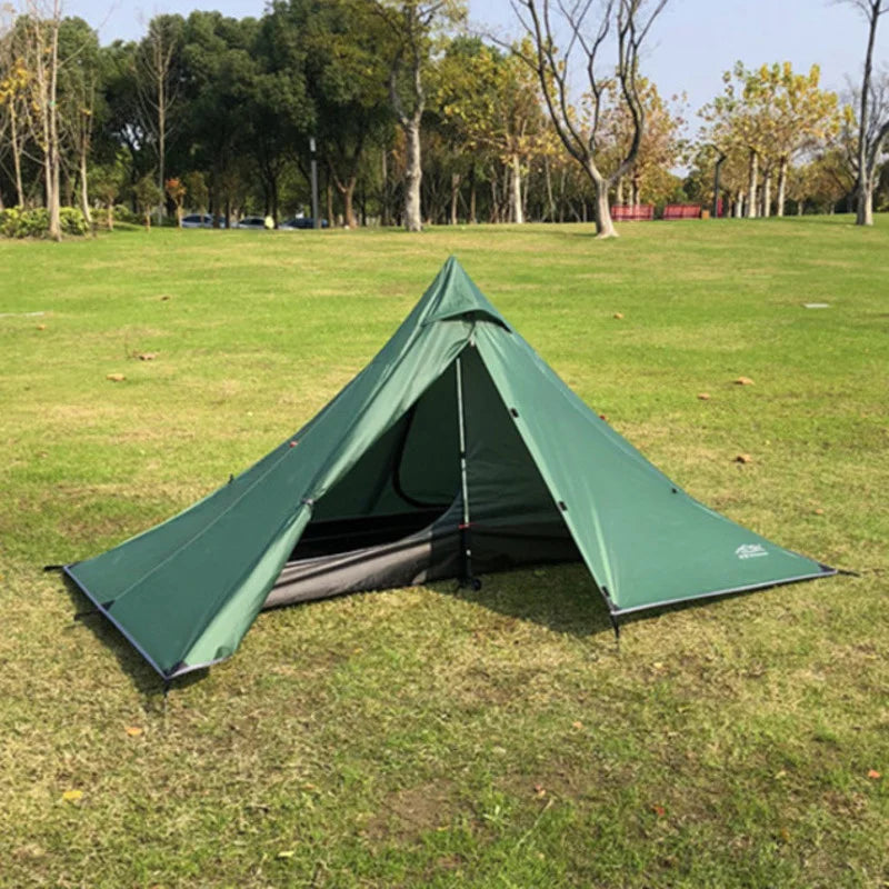 1 Person Ultralight Hiking Camping Tents Backpacking Pyramid Tent Portable Dual Layer Rainproof Rodless Pyramid 4 Season Tent