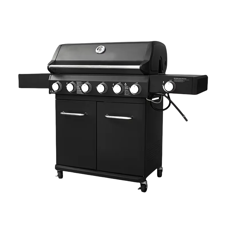 Trolley BBQ Stove  Outdoor Propane Gas BBQ Grill Commercial Gas Barbecue Restaurant  Smokeless 6 burner  BBQ Grills