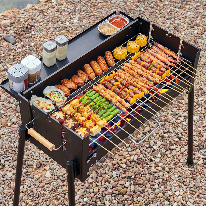 Portable Smokeless Charcoal BBQ Grill, Barbecue Tool Set, Outdoor Camping Barbacoa Stand, Household, Courtyard, Barbecues