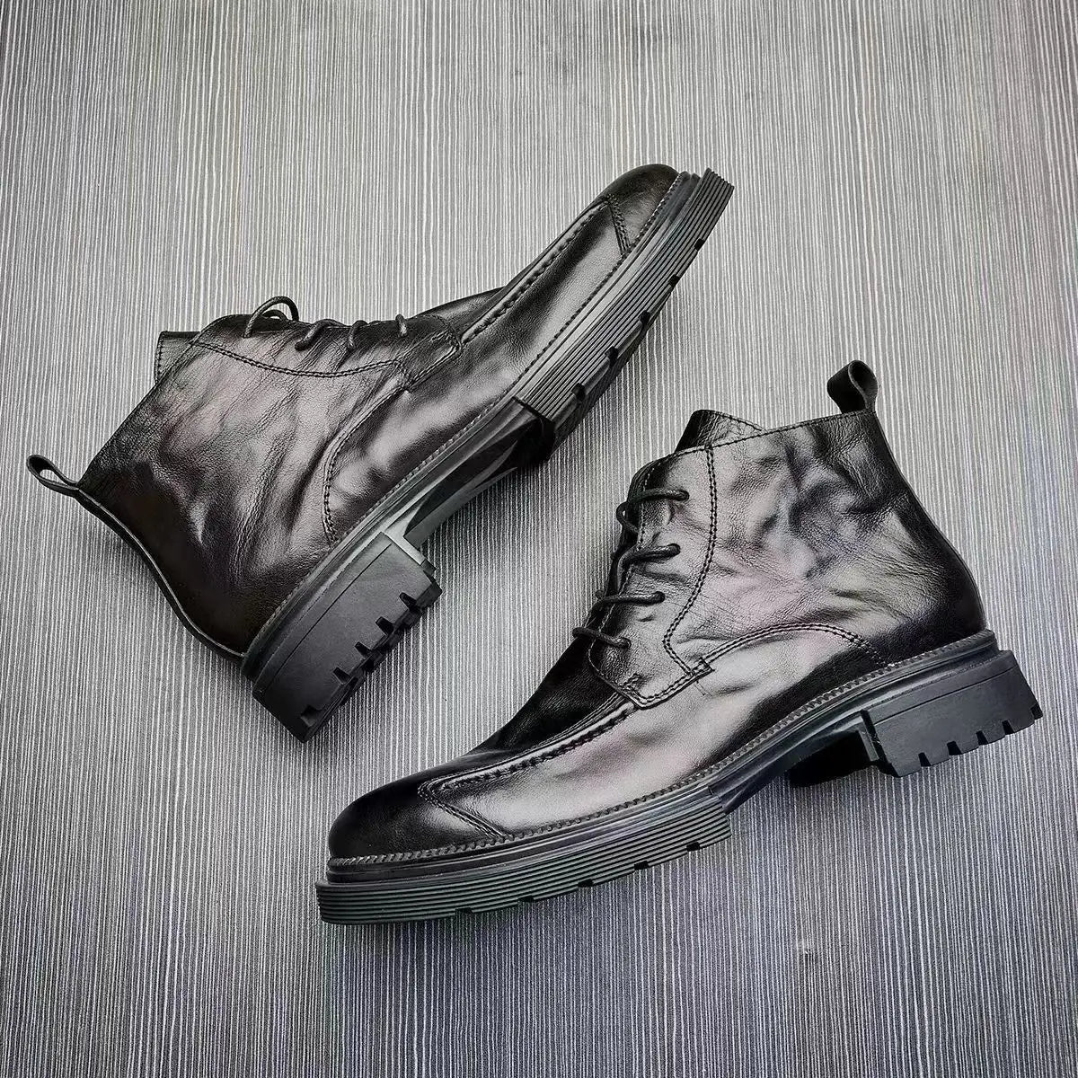 Motorcycle Riding Boots Genuine Leather British Leather Boots High Top Shoes Handmade Retro Men Leather Work Boot