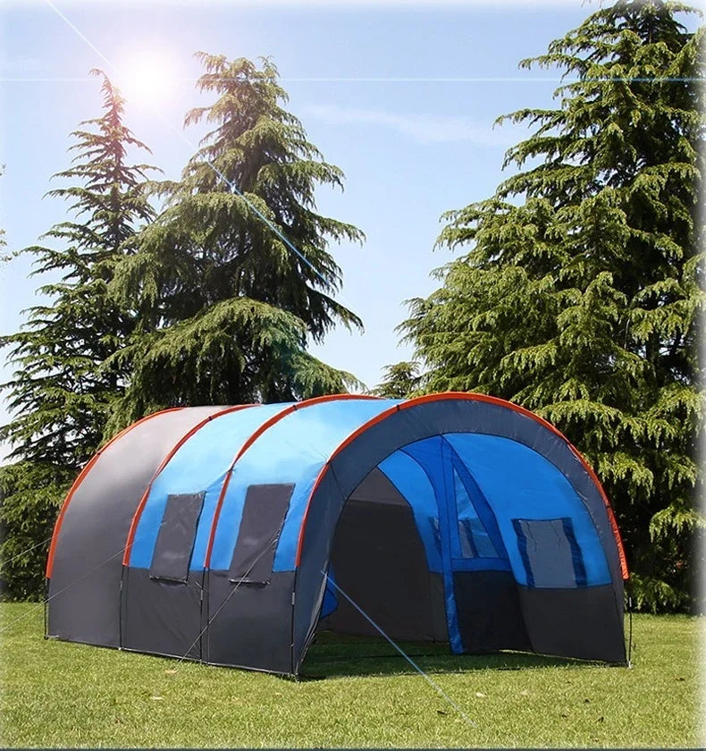New Exercise BBQ Camping Large Tunnel Tent One Room Two Living Rooms Rainproof Ten People Outdoor Equipment Camping Supplies