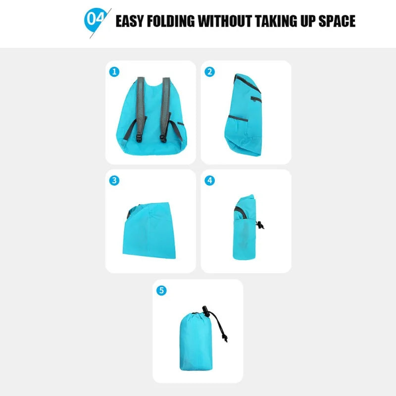 15L Waterproof Folding Backpack Ultralight Camping Backpack Outdoor Daypack Men Women Foldable Traveling Hiking Cycling Backpack