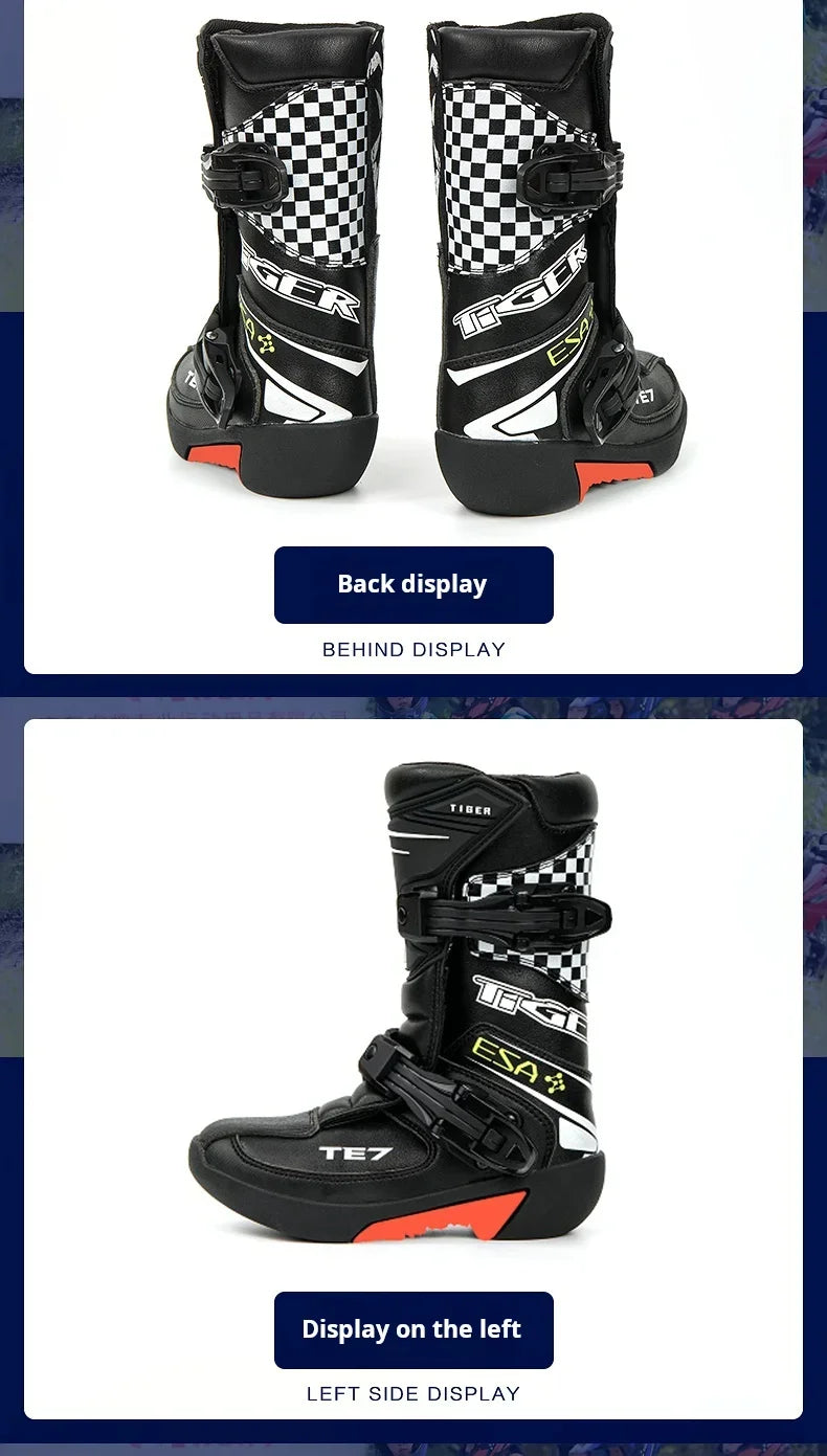 2PCS Kids Motocross Boots For Child Botas Motorcycle 4-10 Years Off Road Boots Motorcycle Mid Calf Kids Child MTB ATV