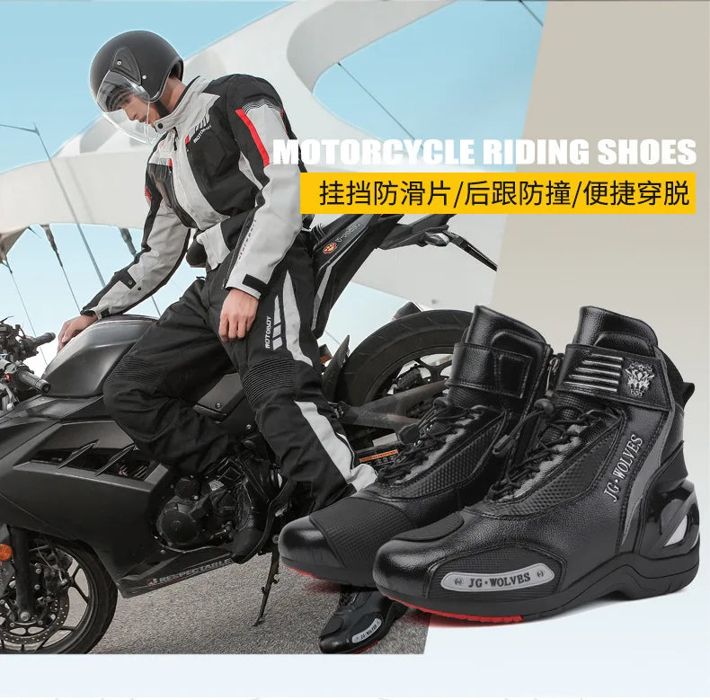Motorcycle Shoes Men Off-road Adventure Motocross Low Boots  Retro Black Riding Shoes Rubber Sole Waterproof Motorcyclist Shoes
