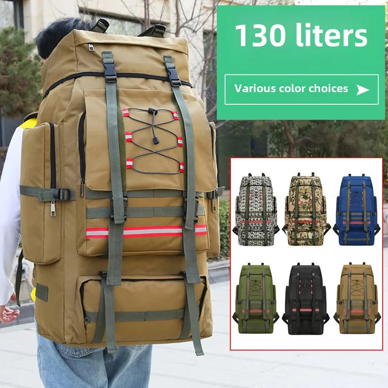 130L Large Capacity Mountaineering Bag Suitable  Outdoor Travel Camping Climbing Adventure Multifunctional Waterproof  Backpack
