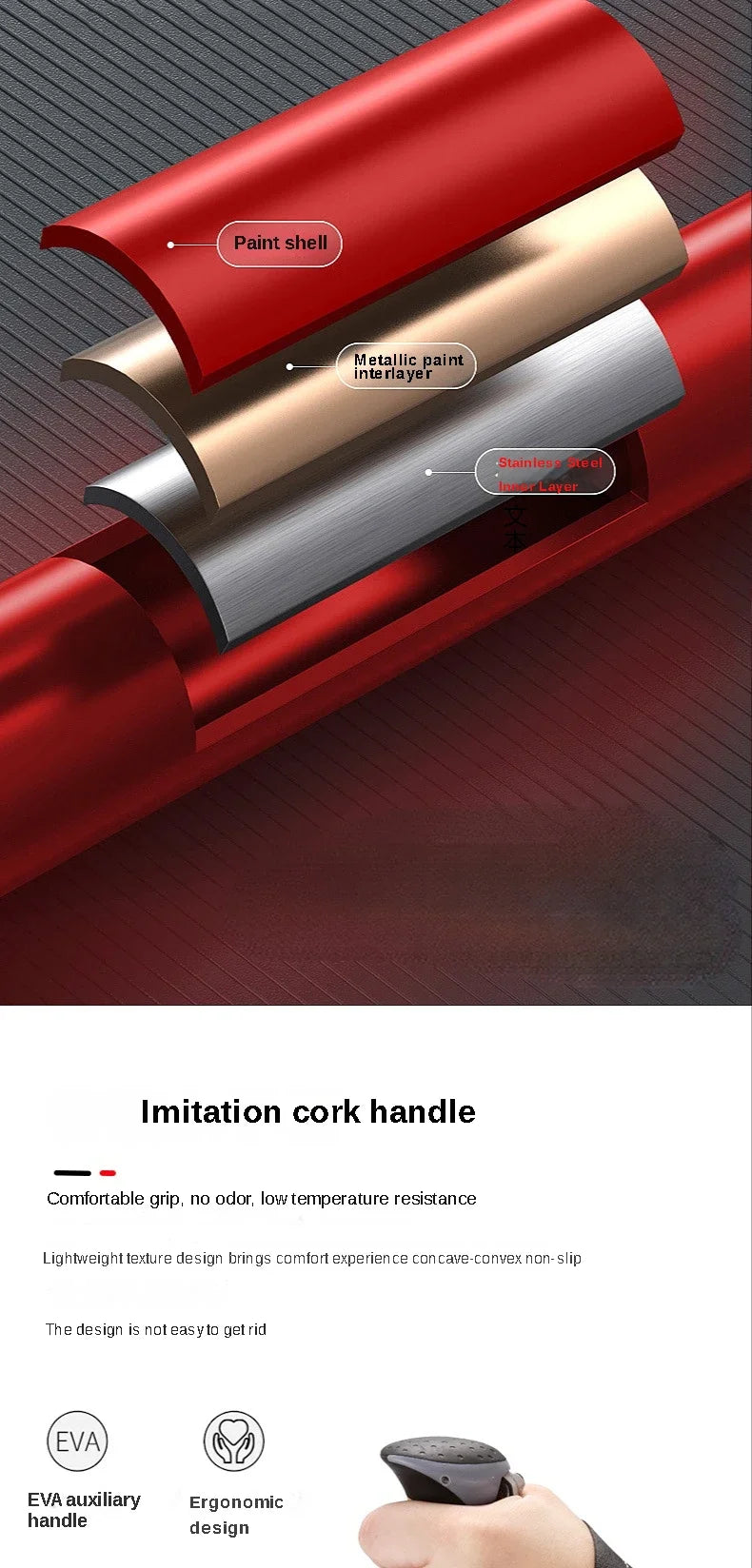 2 high-end hiking sticks, imitation cork handles, three-section telescopic ultra-light alloy sticks with external locks