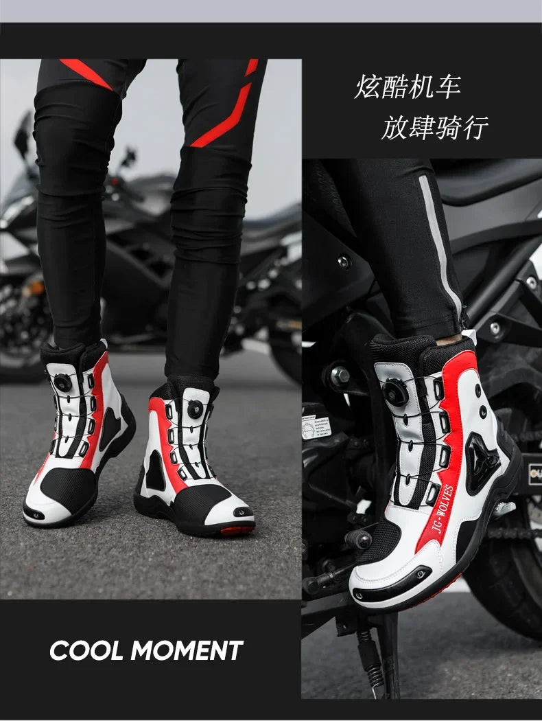 Non-slip  Motorcycle Protective Rubber Soles Boots Casual Motorcycle Boots Men's Leather Boots Motorcycle Riding Shoes