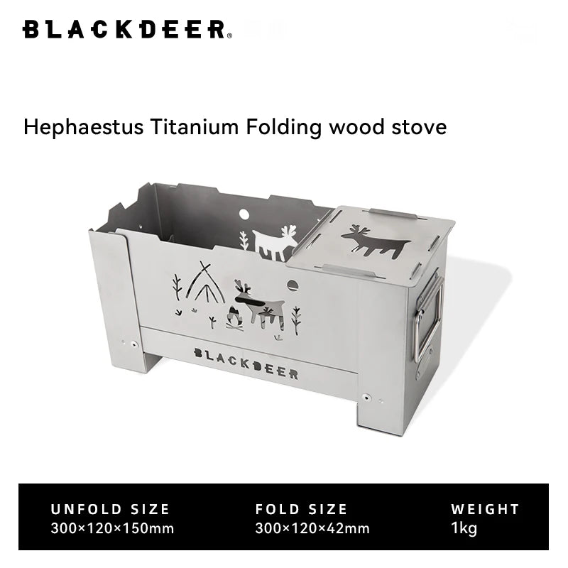 BLACKDEER Outdoor titanium Windproof Wood Stove Furnace Portable Picnic Stove Cooking Camping Burner Barbecue grill BBQ 1kg