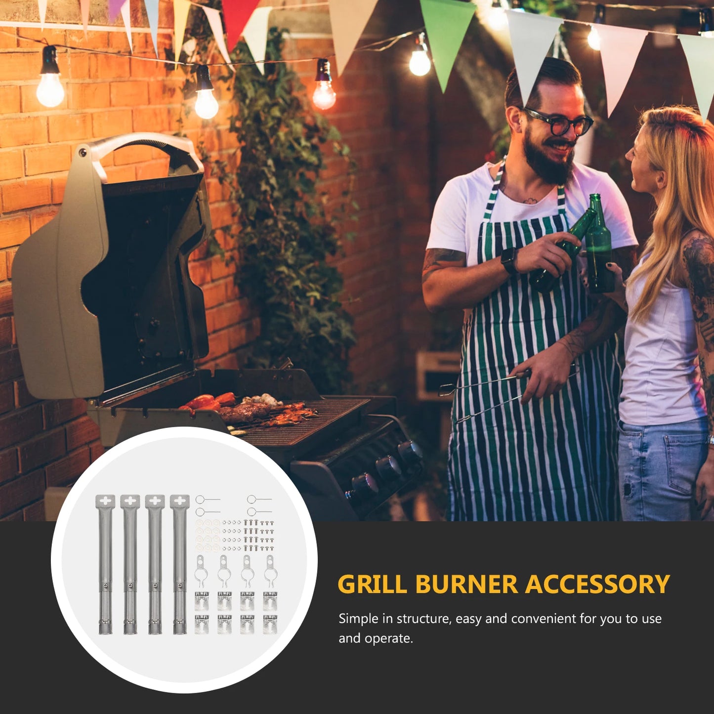 1 set 1 Set Stainless Steel Bbq Grill Burner Tube Adjustable Channel For Gas Grills Outdoor Grill Accessories Flame