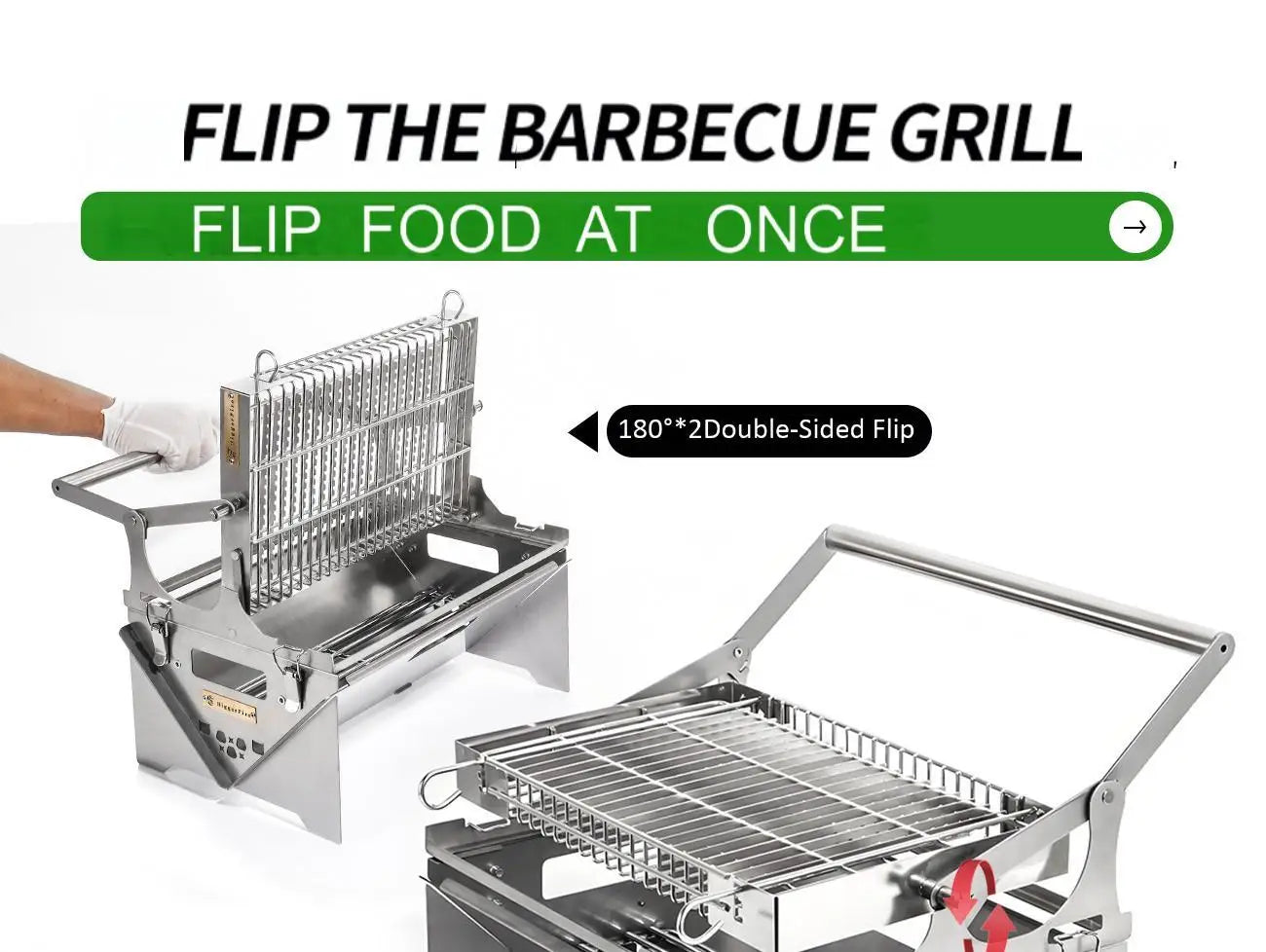 360° Rotating BBQ Grill – Stainless Steel, 5.7kg Lightweight for Camping & Parties – Feeds 1-6, Hands-Free Grilling for Family &