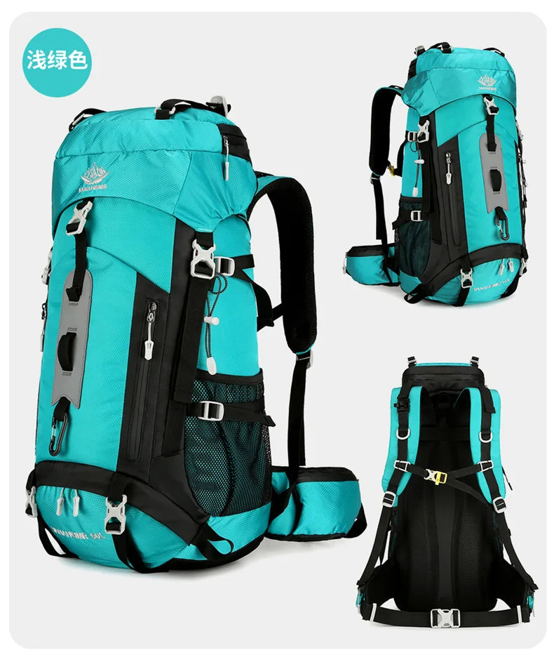 60L Large-Capacity Outdoor Mountaineering Backpack,Anti Splashing Water Wear-Resistant Camping Hiking And Cross-Country Backpack