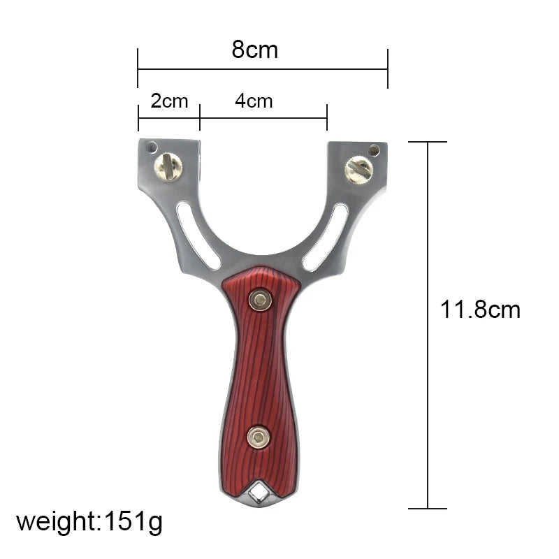 Stainless Steel Wood Patch Metal Slingshot Rapid Shooting Precision Hunting Field Portable Equipment with Lanyard and Laser