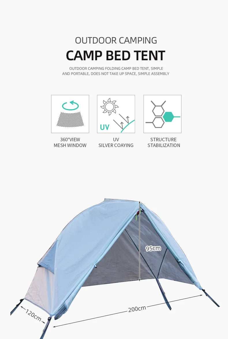 Outdoor Camping Off-the-ground Tent Single-person Easy-to-storage Portable Aluminum Alloy Anti-mosquito Rain-proof Fishing Tent