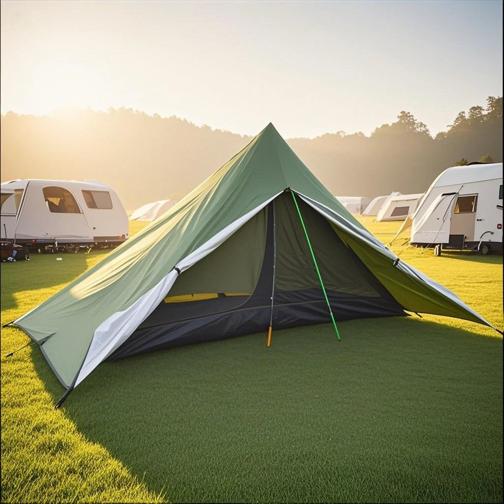 1-Person Ultralight Trekking Pole Tent - Pyramid Design, Waterproof PU4000, 2-Layer Mesh for Backpacking/Hiking, Without Pole