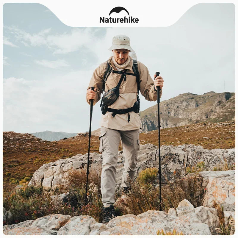 Naturehike-Aluminum Telescopic Trekking Pole, Folding Stick, Hiking Pole, Outdoor Trekking Pole, 3 Section, 7075, ST03