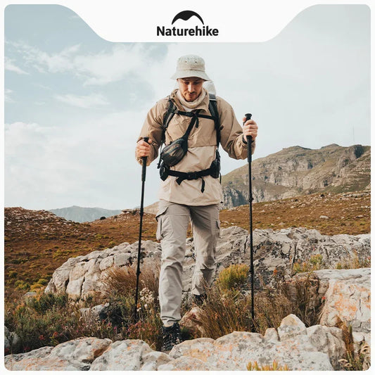 Naturehike-Aluminum Telescopic Trekking Pole, Folding Stick, Hiking Pole, Outdoor Trekking Pole, 3 Section, 7075, ST03