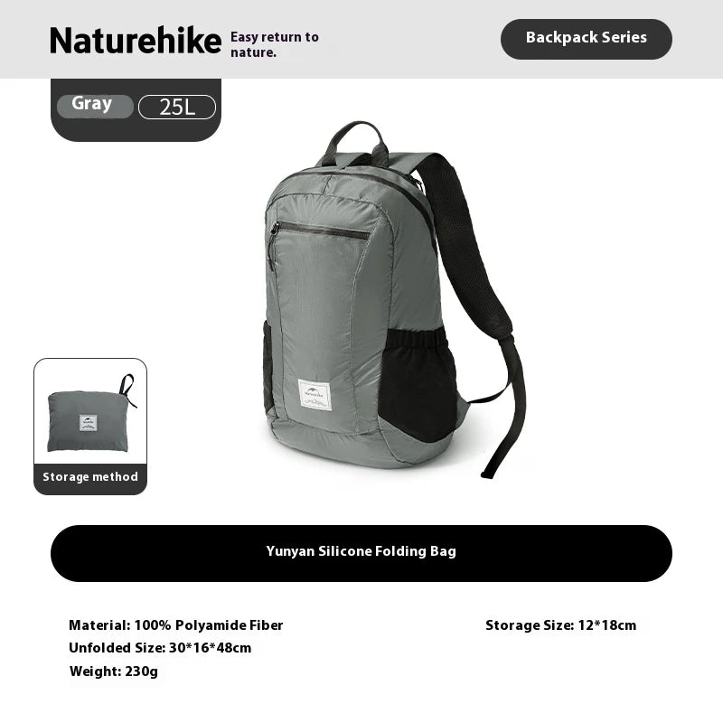 Naturehike 25L/30L Folding Backpack 30D Nylon Silicone Waterproof PU2000+ Outdoor Travel Climbing Hiking Ultralight Shoulder Bag